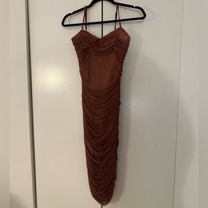 Aritzia Barton Ruched mesh Midi Dress with internal bra - 4